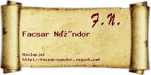 Facsar Nándor névjegykártya